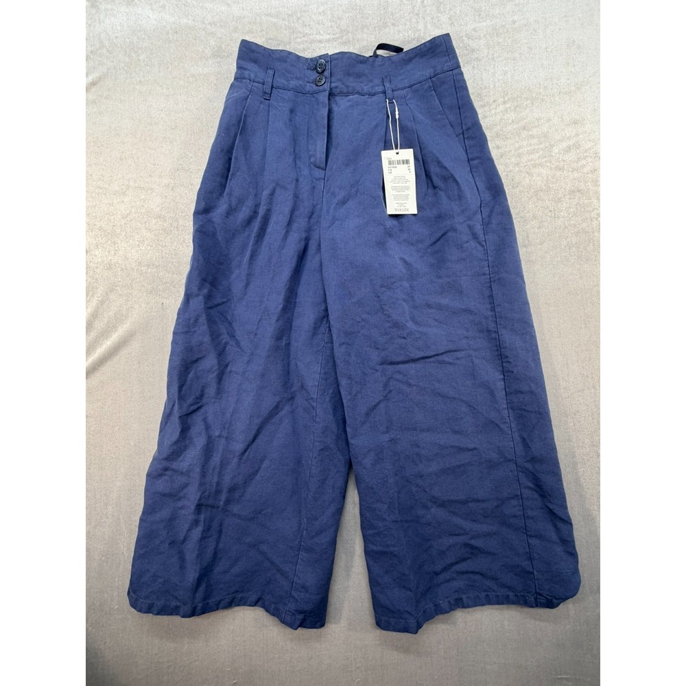 NWT Madeleine Tissu Linen Cargo Pants Capris Blue‎ sz 34